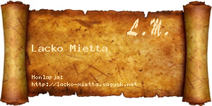 Lacko Mietta névjegykártya